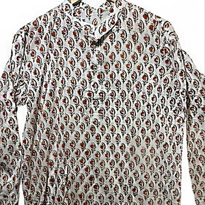 Kurta pour homme 100% coton, manches longues, coupe courte |   Imprimé à la main avec des motifs floraux |   Respirant |   Fabriqué en Inde à un prix raisonnable - Product Image 1