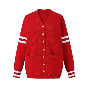 Sorority Knitted <b>Cardigan</b> Women's Sweater With Greek Letter Embroidery Full Sleeve collage Wear Anti-Pilling 100% Acrylic - Product Image 3