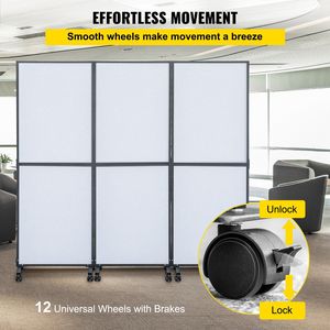 Panneau de séparation acoustique gris froid 72'' x 66'', lot de 3, séparateur de pièce de bureau, cloison de bureau gris froid - Product Image 6