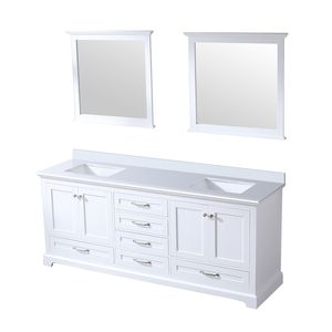 80 pouces. Meuble-lavabo double blanc avec 22 pouces de profondeur Plateau en quartz D et 30 pouces Miroirs pour meubles-lavabos de salle de bain - Product Image 4