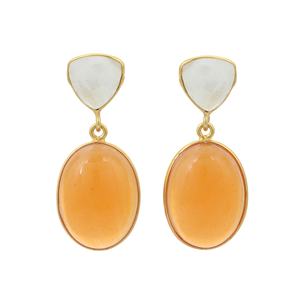 Boucles d'oreilles multi-pierres plaquées or de luxe calcédoine orange arc-en-ciel blanc naturel Style de perle de diamant mignon pour les cadeaux de fêtes - Product Image 5