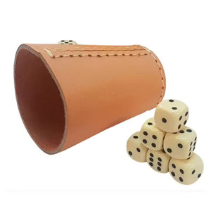 Classic Luxury Handmade High Quality Square Leather & PU <b>Dice</b> Cup Brown for Family Game and Casino Use - Product Image 1