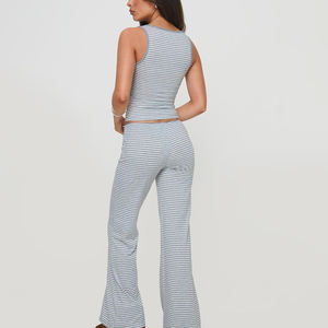 Conjunto Deportivo para Mujer, Top Deportivo Sólido, Pantalones Acampanados para Entrenamiento, Ropa Deportiva, 2 Piezas, Sin Mangas, Secado Rápido - Product Image 2