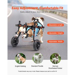 Silla de Ruedas Manual Ajustable de 2 Ruedas para Mascotas, Carrito Ligero para Perros con Ruedas Amortiguadoras, Soporte de Movilidad para Perros Discapacitados o Lesionados - Product Image 5