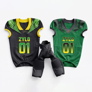 Uniforme de football américain pour hommes de haute qualité, maillot personnalisé avec logo et numéro, équipement d'entraînement respirant en polyester, kit complet, commande en gros - Product Image 2