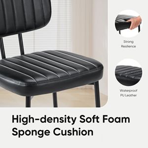 Ensemble de 2 chaises de salle à manger modernes du milieu du siècle, chaises de cuisine en similicuir avec structure solide pour salon, noir - Product Image 4