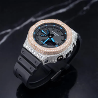 Montre G Sh0 entièrement sertie de diamants Moissanite VVS, style Bust personnalisé, luxe Hip Hop, mouvement à quartz MIYOTA, boîtier en acier inoxydable, bracelet en caoutchouc
