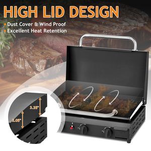 3-Burner Flat Top Gas Griddle Station-30,000 BTU Propane Ceramic Coated <b>Cast</b> Iron <b>Pan</b> - Product Image 2