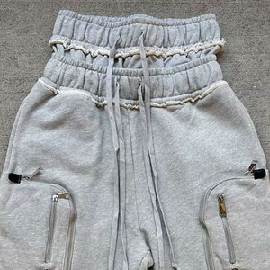 Shorts de survêtement en coton épais personnalisés de haute qualité, longueur genou, avec cordon de serrage, effet délavé, double taille, collection 2026 - Product Image 2