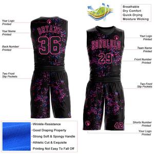 Ensemble d'uniformes de basketball OEM entièrement sublimés, taille américaine, maillot sans manches en mesh et short, séchage rapide, vêtements de sport pour hommes - Product Image 2