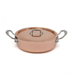 Premium Polished Copper Saute Casserole With <b>Lid</b> Professional Grade Double Handle Copper <b>Pot</b> For Gourmet Cooking Home Kitchen - Product Image 1