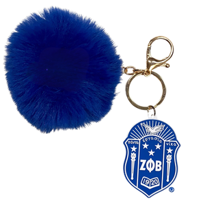 Zeta Phi Beta Shield Fur Keychain Greek Sorority Accessories ZPB Keyring Premium Soft Plush <b>Key</b> <b>Holder</b> - Product Image 1