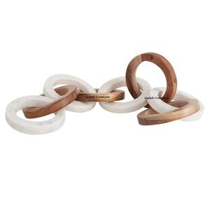 Chaîne à maillons décorative de style nordique en bois d'acacia et marbre blanc pour décoration de maison moderne et de table - Product Image 1