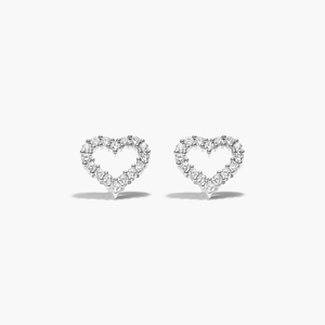 Pendientes de Corazón con Diamantes de Moissanita y Plata 925, Diseño Geométrico Elegante y Moderno, Joyería Fina Minimalista Brillante para Mujer - Product Image 1