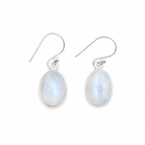Boucles d'oreilles pendantes en argent 925 avec pierre de lune bleue, faites à la main, ovales, design de bijoux fins, pour toutes les occasions - Product Image 3