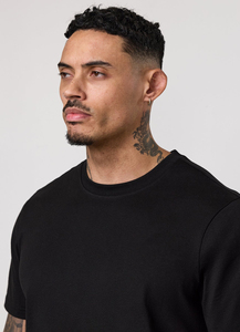 T-shirt noir uni ajusté en coton pour homme – Vente en gros 100 % coton - Product Image 3
