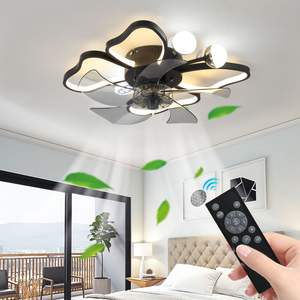 19.7 Inch Modern Butterfly Design <b>LED</b> <b>Ceiling</b> <b>Fan</b> Light Remote Control Timing Function Noiseless for Bedroom Living Room Black - Product Image 2