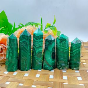 Punta de Cristal de Malaquita Natural, Varita Curativa de Malaquita Verde con Bandas, Puntero para Reiki, Meditación, Decoración Energética, Venta al por Mayor - Product Image 6