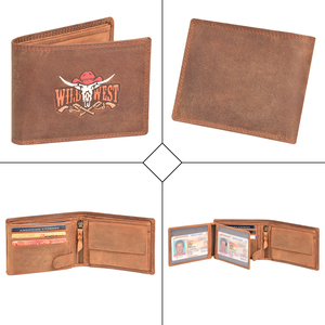 Cartera de Cuero para Hombre, Estilo Vintage, Tarjetero, Múltiples Ranuras, Bolsillo para Monedas con Cremallera, Ventana para Identificación, Organizador Compacto, Caja de Regalo - Product Image 3