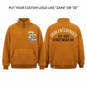 Premium 240g Plush Fleece Quarter Zip Pullover <b>Jacket</b> Warm Custom Logo Embossed Streetwear Waterproof Breathable <b>Reflective</b> - Product Image 1