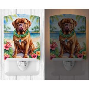 Dogue De Bordeaux Luau Veilleuse en céramique compacte certifiée UL-pour chambre à coucher salle de bain pépinière couloir 6x4x3 multicolore NOUVEAU - Product Image 2