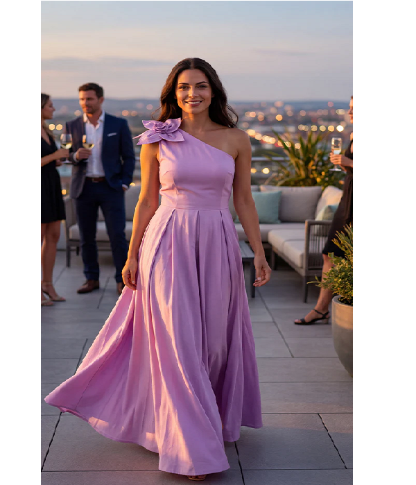 sachin and babi light blue dress Elegant Event Lavender Ruffled Tie-Back Tiered Maxi Dress
