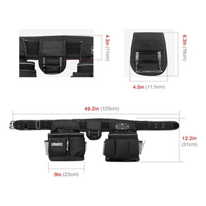Ceinture à outils noire avec plusieurs poches et anneau en D pour la menuiserie et la construction - Product Image 5