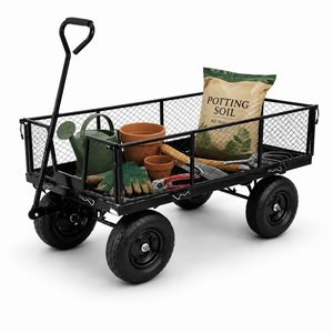 Chariot utilitaire robuste à grandes roues, pneus pneumatiques de 10 pouces, chariot de jardin en acier avec poignée pivotante à 360 degrés ODGGAD008 - Product Image 1