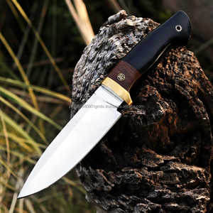 Couteau de chasse et de camping en acier inoxydable à lame fixe 7/8 Drop Point, longueur totale 10, ultra-affûté, manche en Micarta et bois - Product Image 3