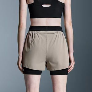 Shorts de sport d'été taille mi-haute pour femme, respirants, séchage rapide, taille élastique, en tissu Spandex/Polyester extensible - Product Image 5