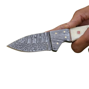 Custom Handmade Damascus Steel Skinner Knikfe Hunting <b>Knife</b> With Camel <b>Bone</b> <b>Handle</b> & With Leather Sheath - Product Image 2