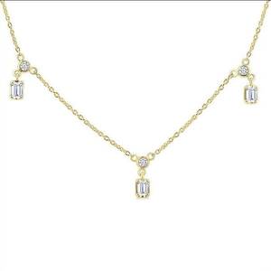Collar Minimalista con Colgante de Corazón de Diamante Creado en Laboratorio de Oro de 14K, Piedras Talladas a Mano de Formas Mixtas, Cadena de Eslabones, para Boda de Mujer - Product Image 2
