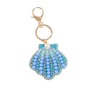 Creative Glass Seed Beads Embroidery <b>Key</b> <b>Holder</b> with Durable Ring Ethnic Style Handmade Seed Beads Embroidery Keychain for Women - Product Image 1