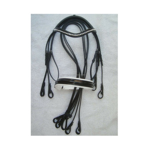 บังเหียนหนังคู่สำหรับม้าที่มีหัวบุนุ่มและสายรัดคิ้วคริสตัลเป็นประกาย - Product Image 3