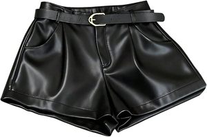 Wholesale Customized Women's Faux Leather <b>Shorts</b> High Waisted PU Leather Booty <b>Shorts</b> Fashion Streetwear Apparel - Product Image 3