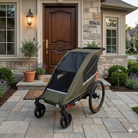 TC-2024S 3 en 1 : Remorque de vélo portable pour enfant, poussette et trottinette tout-terrain, design léger, cadre en aluminium, siège unique