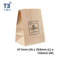 Bolsa de Papel Kraft Premium 411x254x133mm Desechable Marca TBH con Sello Autoadhesivo para Compras en Supermercados y Empaquetado Comercial