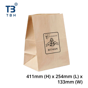 Sac en papier kraft premium 411x254x133mm jetable de marque TBH avec fermeture auto-adhésive pour l'emballage des marchandises des supermarchés - Product Image 1