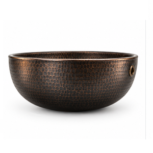 Lujoso Lavabo Rectangular Portátil de Cobre Martillado Ecológico de 40CM Estilo Spa Duradero Antiguo para Baño - Product Image 4