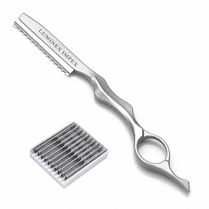 Navaja de Afeitar Recta Vintage Luminex Impex con Mango de Concha de Abulón y Acero al Carbono, Lista para Usar en Barberías y Salones - Product Image 1