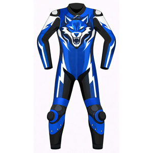 Traje de Motociclismo de Cuero Vacuno/Canguro para Hombre, Marca Blue Wolf, Mono de Una Pieza para Carreras, con Protección OEM CE - Product Image 1