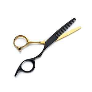 Ciseaux de coiffure professionnels en acier inoxydable 440C Japonais, noir et or, vente chaude - Product Image 2