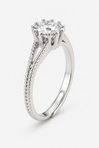 Anillo de compromiso de plata 925 de calidad única y lujosa con diamantes redondos, engaste de púas, joyería fina clásica para mujer - Product Image 3