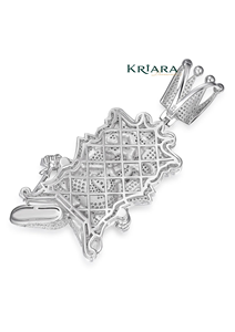 Pendentif Couronne en Moissanite avec Trèfle en Émail Vert, Plaqué Or 14K, Argent 925, Breloque Thème Luxe Hip-Hop, Cadeau Unisexe - Product Image 3