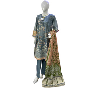 Traje de tela estampada pakistaní premium para mujer, elegante conjunto de verano de 3 piezas, Salwar Kameez, recién llegado, ropa de verano. - Product Image 4