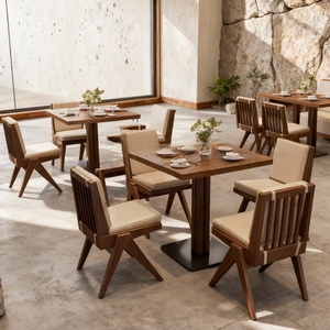 Conjunto de Muebles Comerciales para Cafetería, Restaurante de Postres, Tienda de Té con Leche: Asientos de Barra en Línea de Madera Maciza, Mesa, Silla y Sofá - Product Image 5