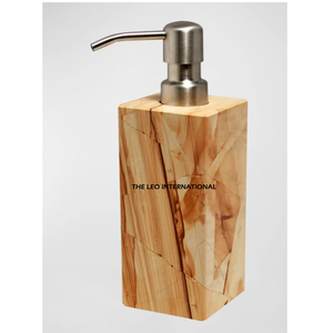 Dispenser Natural Wooden Metal Pump Square Shape New Style Decorative Hotel Bathroom Use <b>Soap</b> Dispenser - Product Image 1