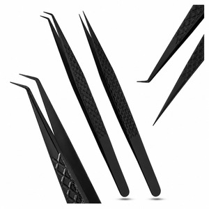 Black <b>Eyelash</b> Extension Tweezers Set Precision Curved Tip Stainless Steel Volume Lash Isolation Application <b>Beauty</b> <b>Tools</b> - Product Image 4