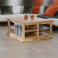 Table basse carrée Vandana Silver Harmony avec rangement en métal et bois Character