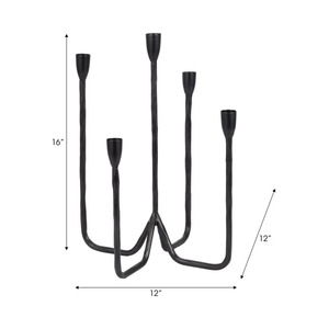 Top Seller <b>Candelabra</b> With Five Arms <b>Black</b> Metal Candle Holder For Home Decoration - Product Image 2